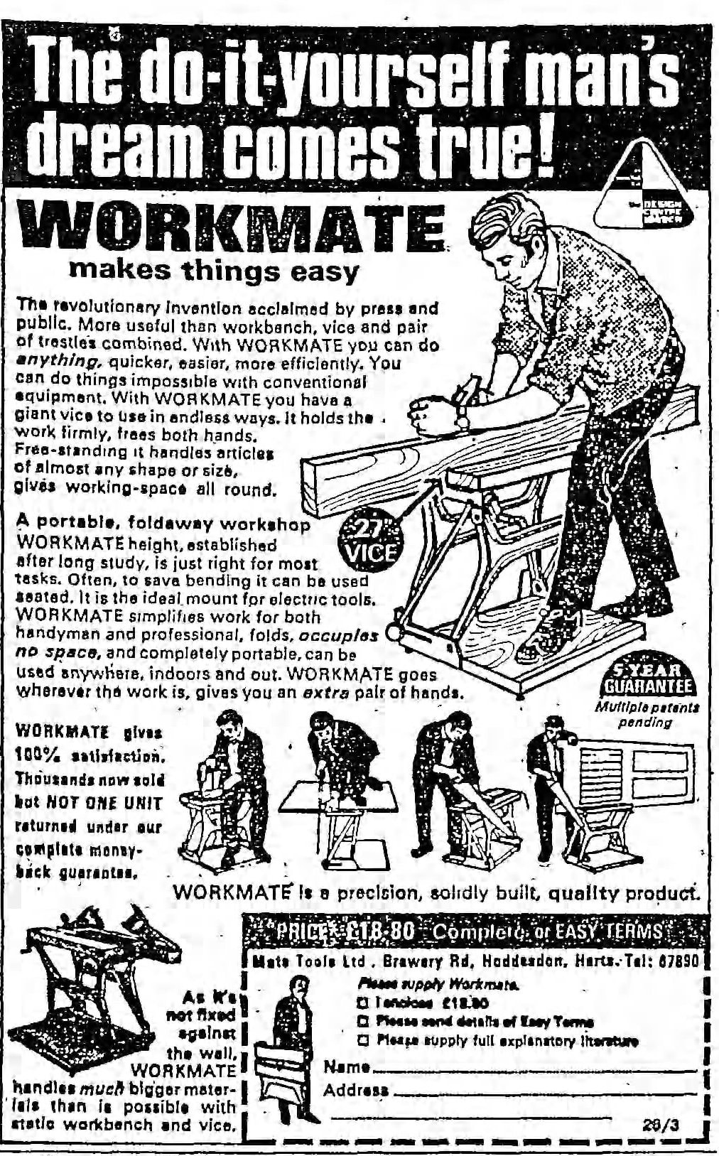 Vintage Print Ad 1984 Black & Decker Workmate 100 200 300 400