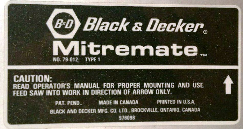 BLACK & DECKER Workmate No. 79-012 Vintage Accessories Original Box